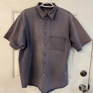 Vtg body objects distressed men's one pocket short sleeve button up shirt sz L